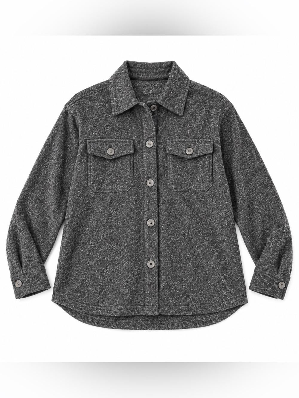 Women's Charcoal Button-Up Shacket Jacket - Picture 4 of 7